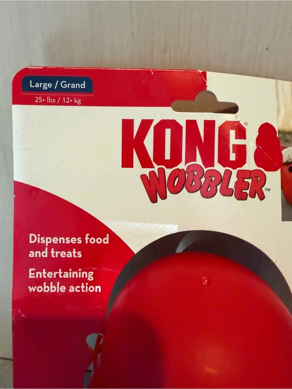 New Large Kong Wobbler Dog Treat Dispensing Toy Large 25+ lbs Twist off Top